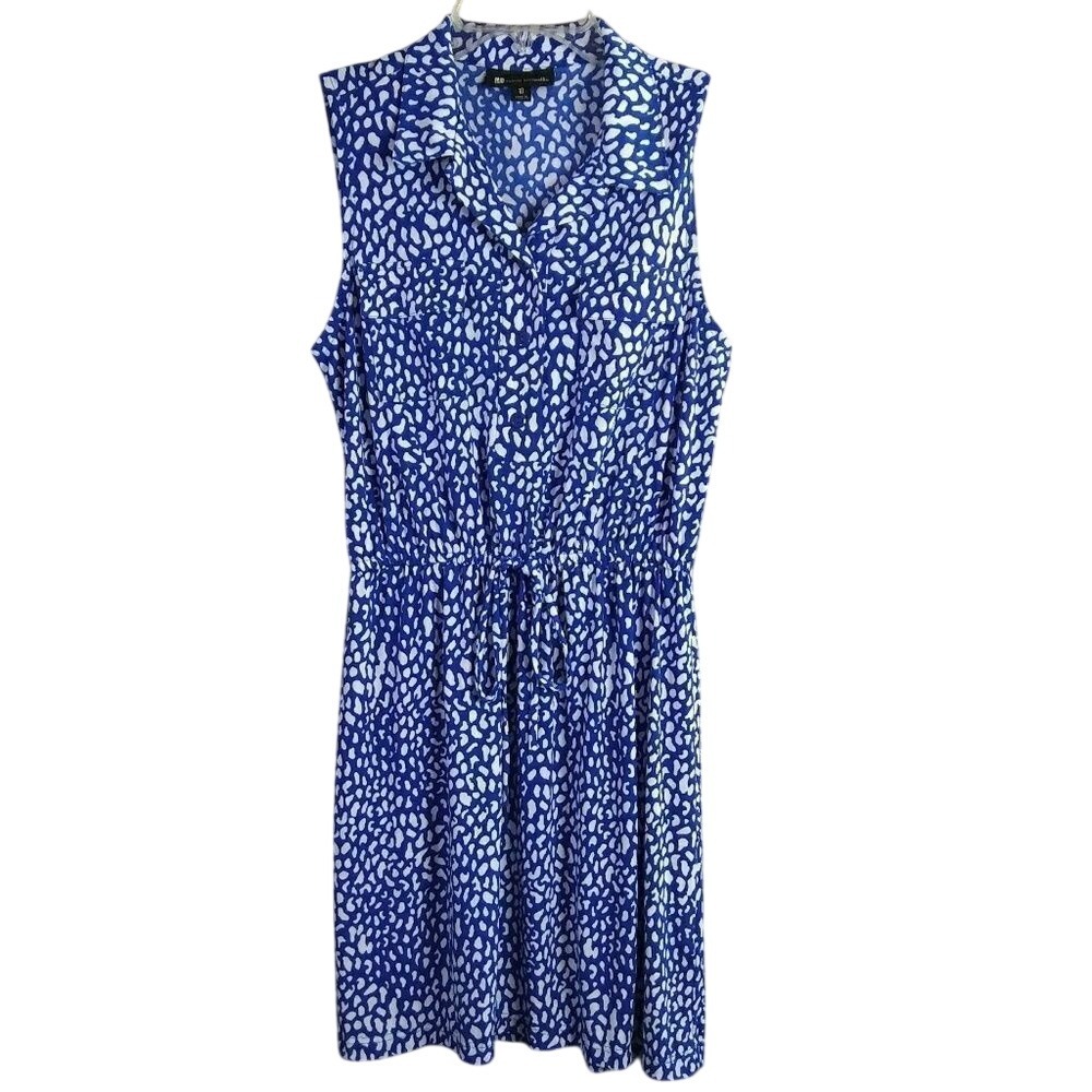 Valerie Bertinelli Blue White String Belt Dress 10